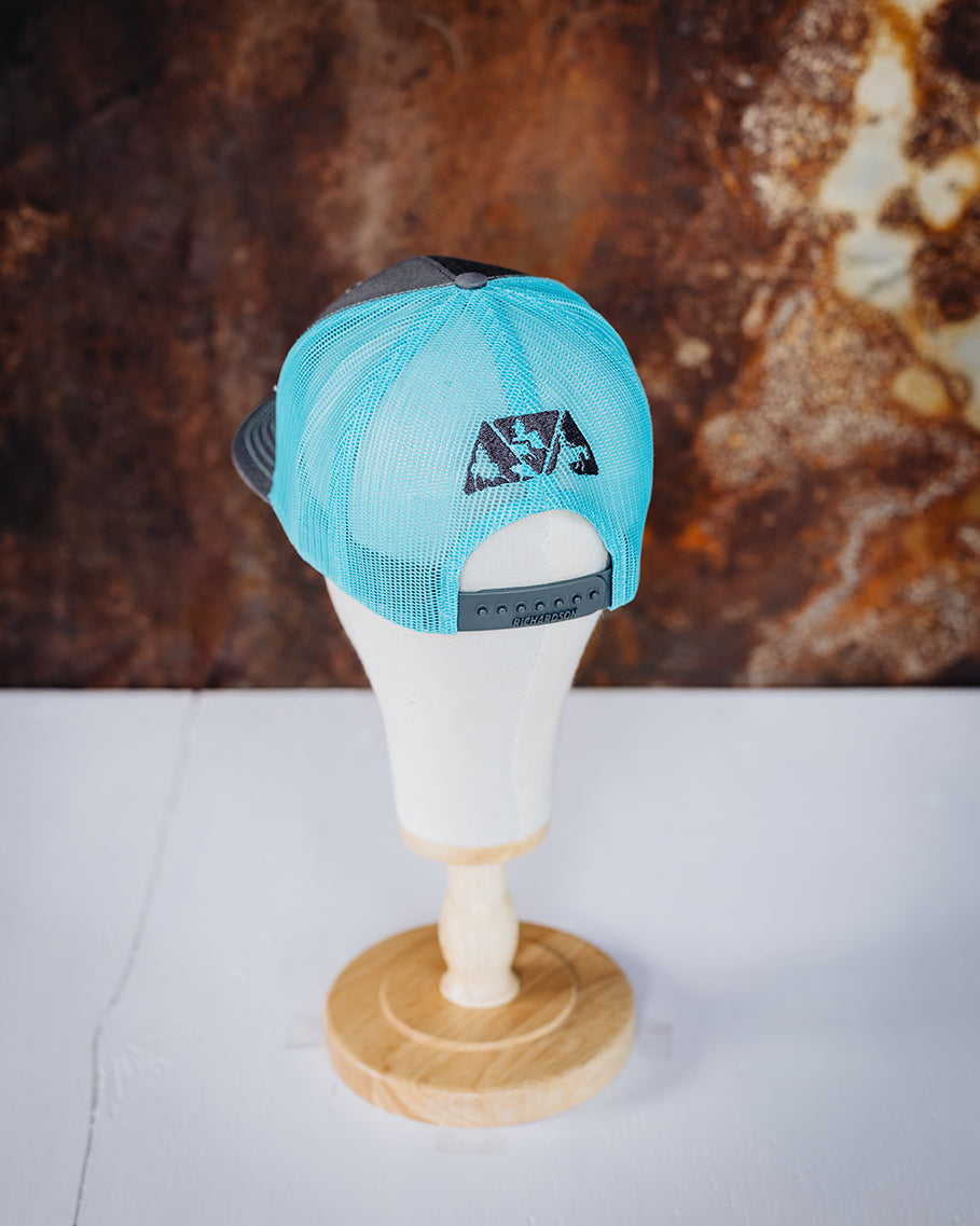 Grey & Bright Turquoise Mesh Backed NRCHA Logo Hat
