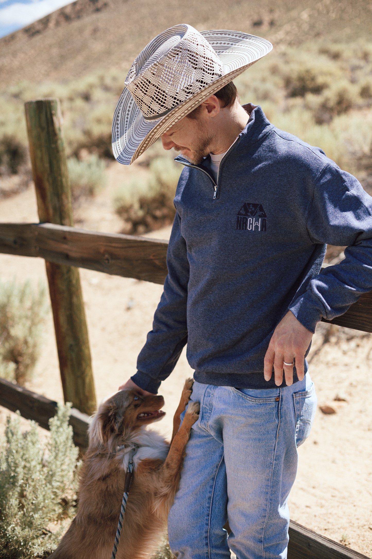 NRCHA Logo Jerzees Rugged Men's Navy Heather 1/4 Zip