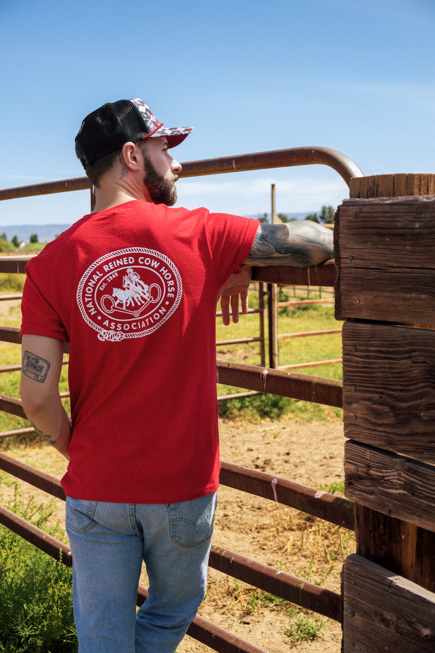 NRCHA Retro Logo Men’s Red Short Sleeve T-shirt