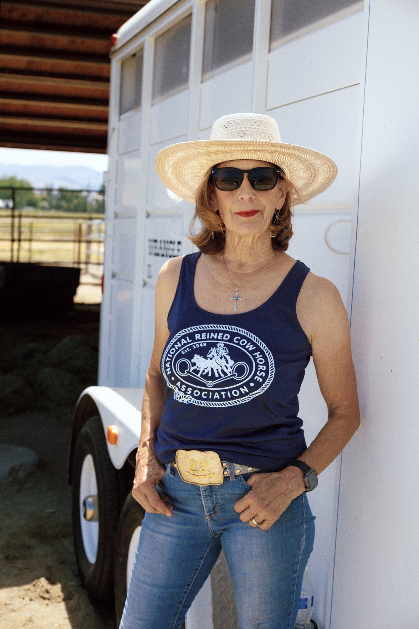 Women's Navy NRCHA Retro Logo Racerback Tank