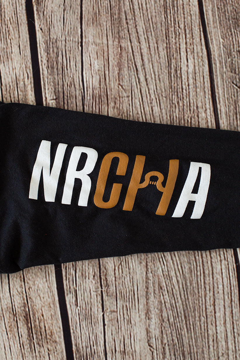 Women's NRCHA Logo Black V Neck Long Sleeve Tee