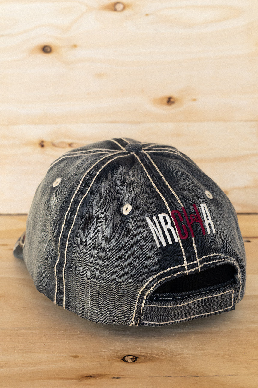 Distressed Denim and Purple Stitch NRCHA Logo Soft Hat