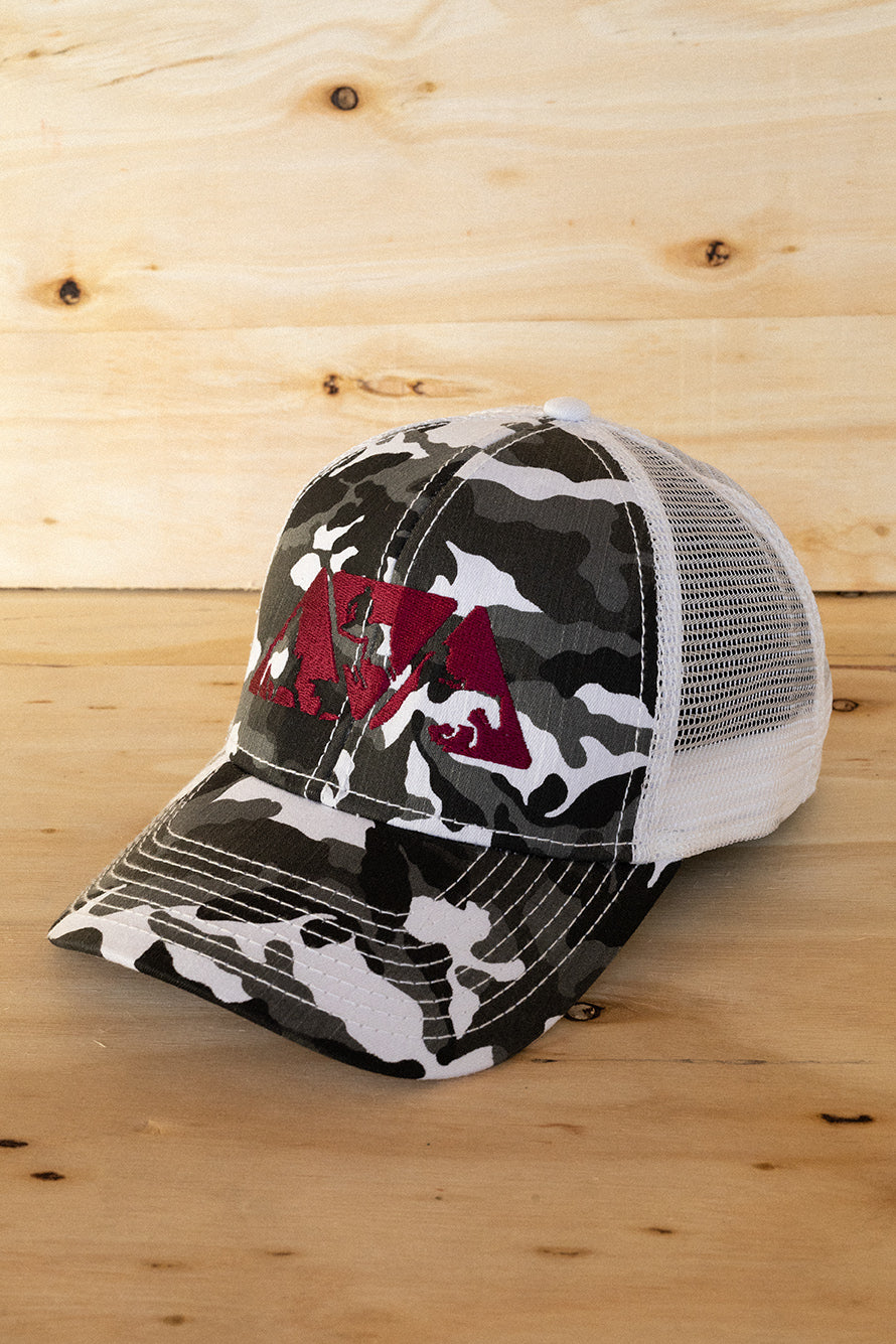 Camo and Purple Stitch NRCHA Logo Mesh Hat