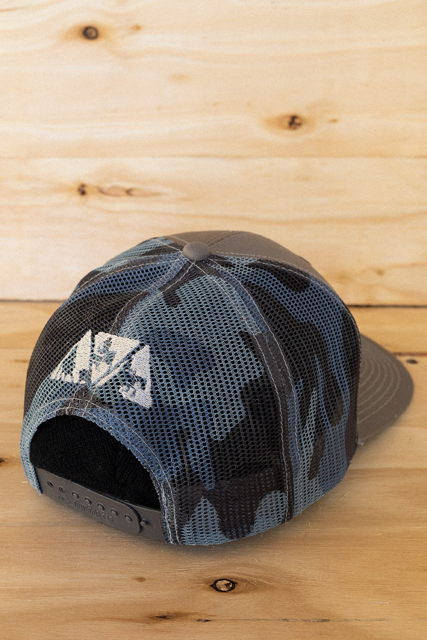 Grey and Blue Camo Mesh NRCHA Logo Hat