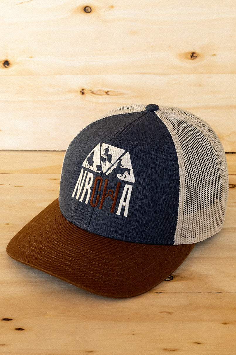 Dark Denim, Brown and Tan Mesh NRCHA Logo Hat