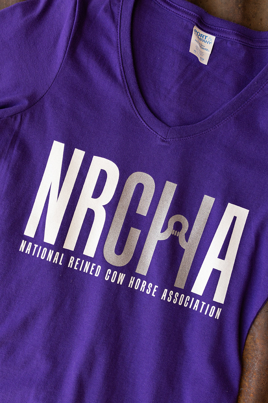 Women's NRCHA Purple Long Sleeve V-Neck T-shirts