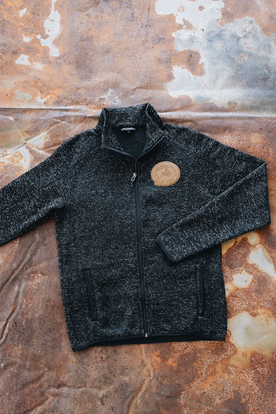 Men's NRCHA Vintage Patch Logo Marbled Fleece Zip Sweater