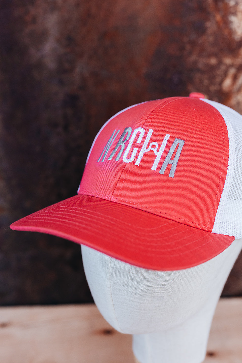 NRCHA Logo Coral and White Mesh Hat