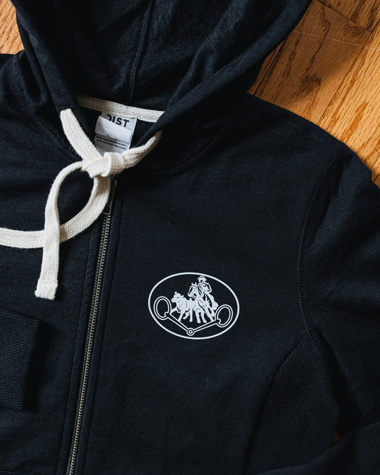 Women's NRCHA Retro Logo Zip Black Hoodie