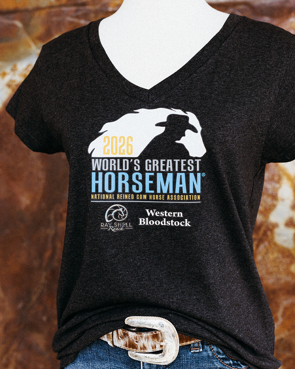 NRCHA WGH 2026 Women's Short Sleeve Re-Tee Charcoal Heather and/or Black T-shirt