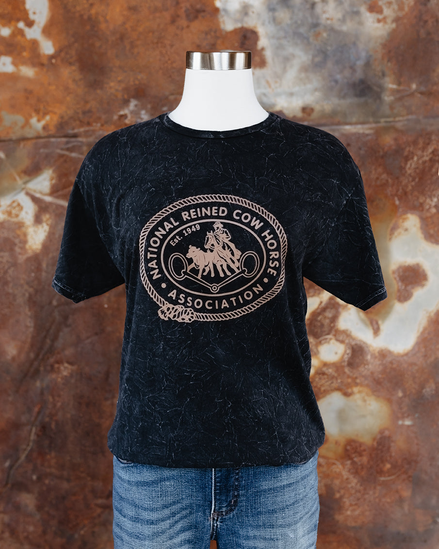 Men's NRCHA Retro Logo Mineral Wash Black Short Sleeve T-shirt