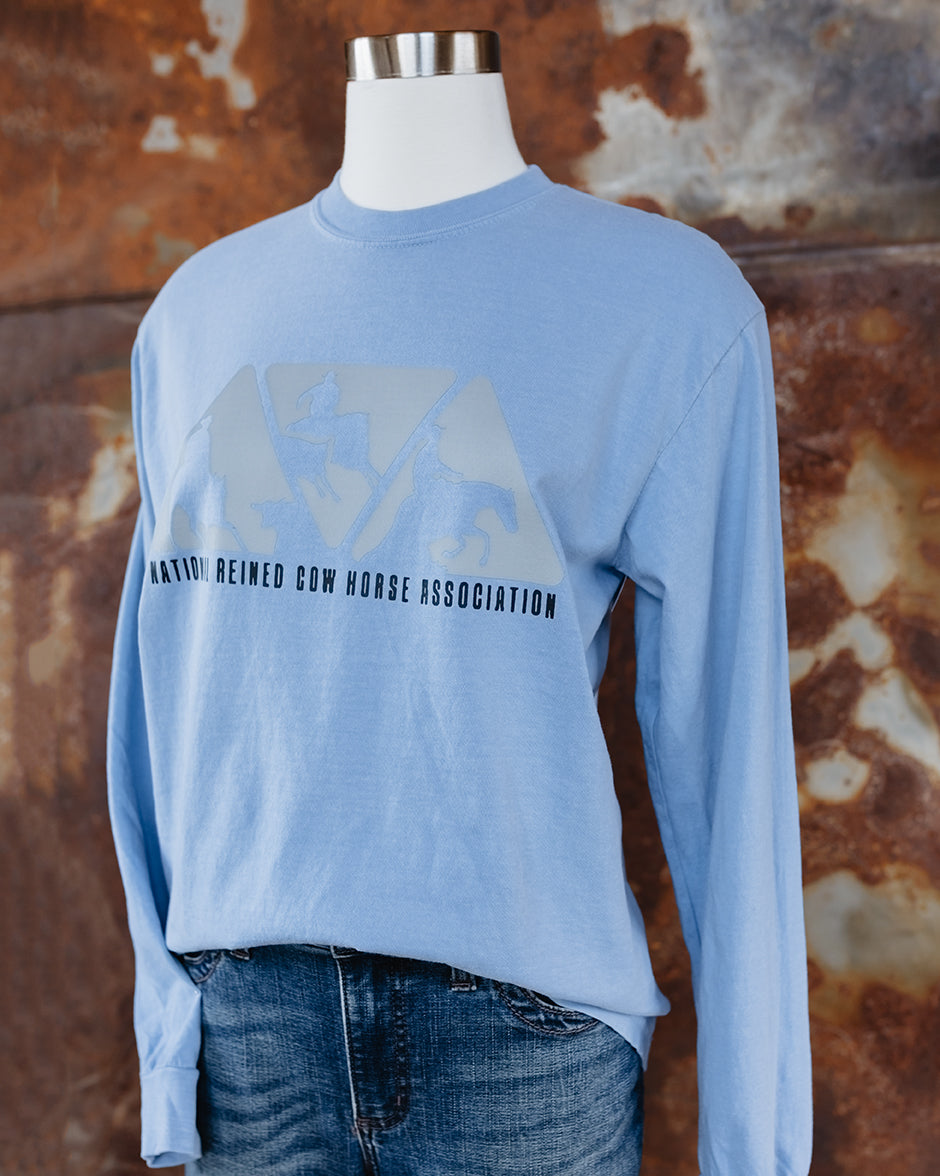 Men's NRCHA Denim Blue Triangle Logo Long Sleeve T-shirt