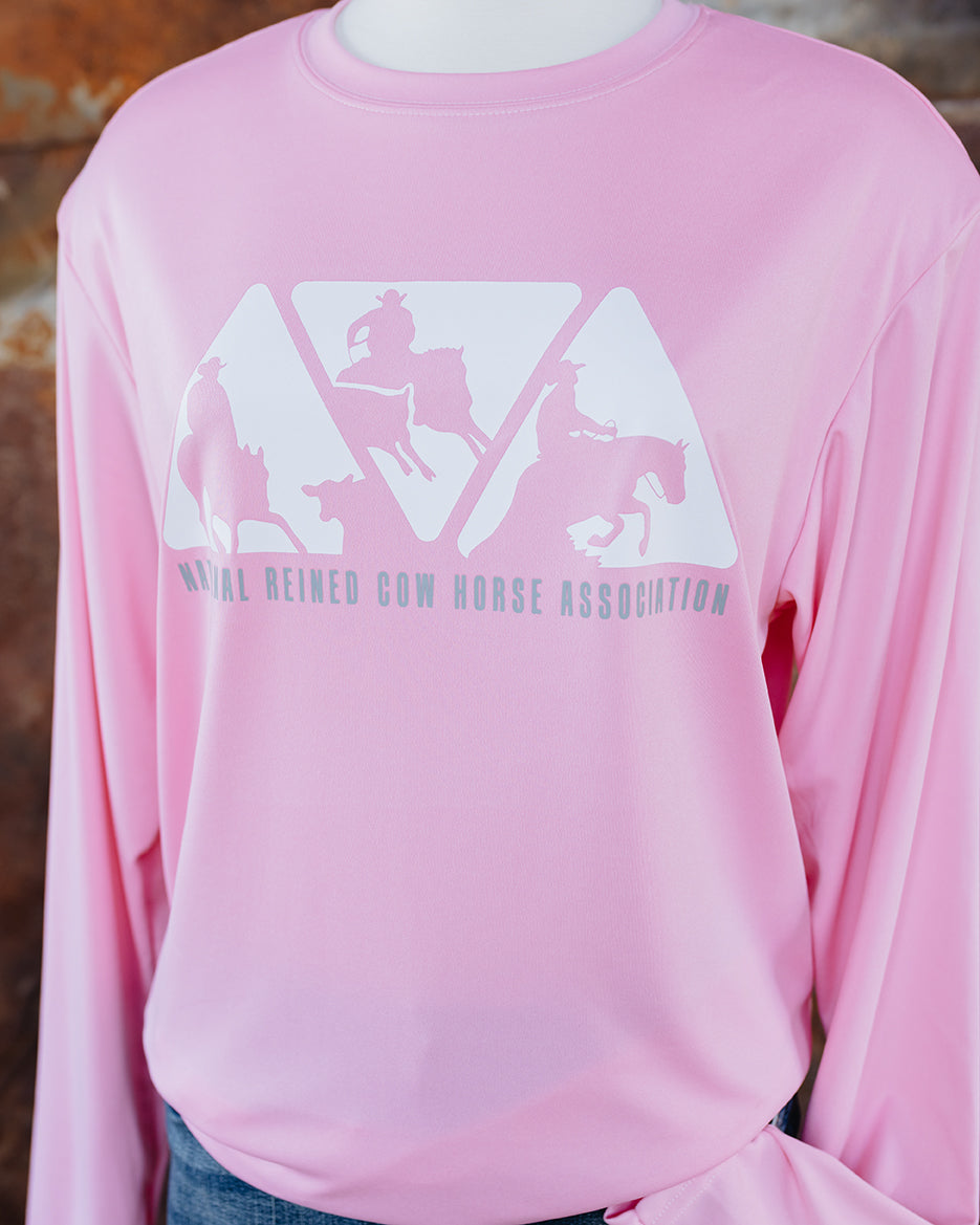 NRCHA Women's Performance Pink Long Sleeve Crew Neck Tee