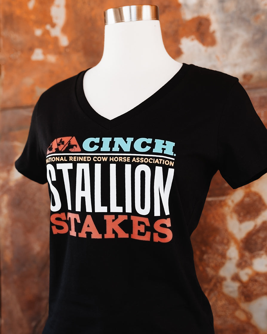 NRCHA STALLION STAKES 2026 Ladies Black V-Neck T-shirt