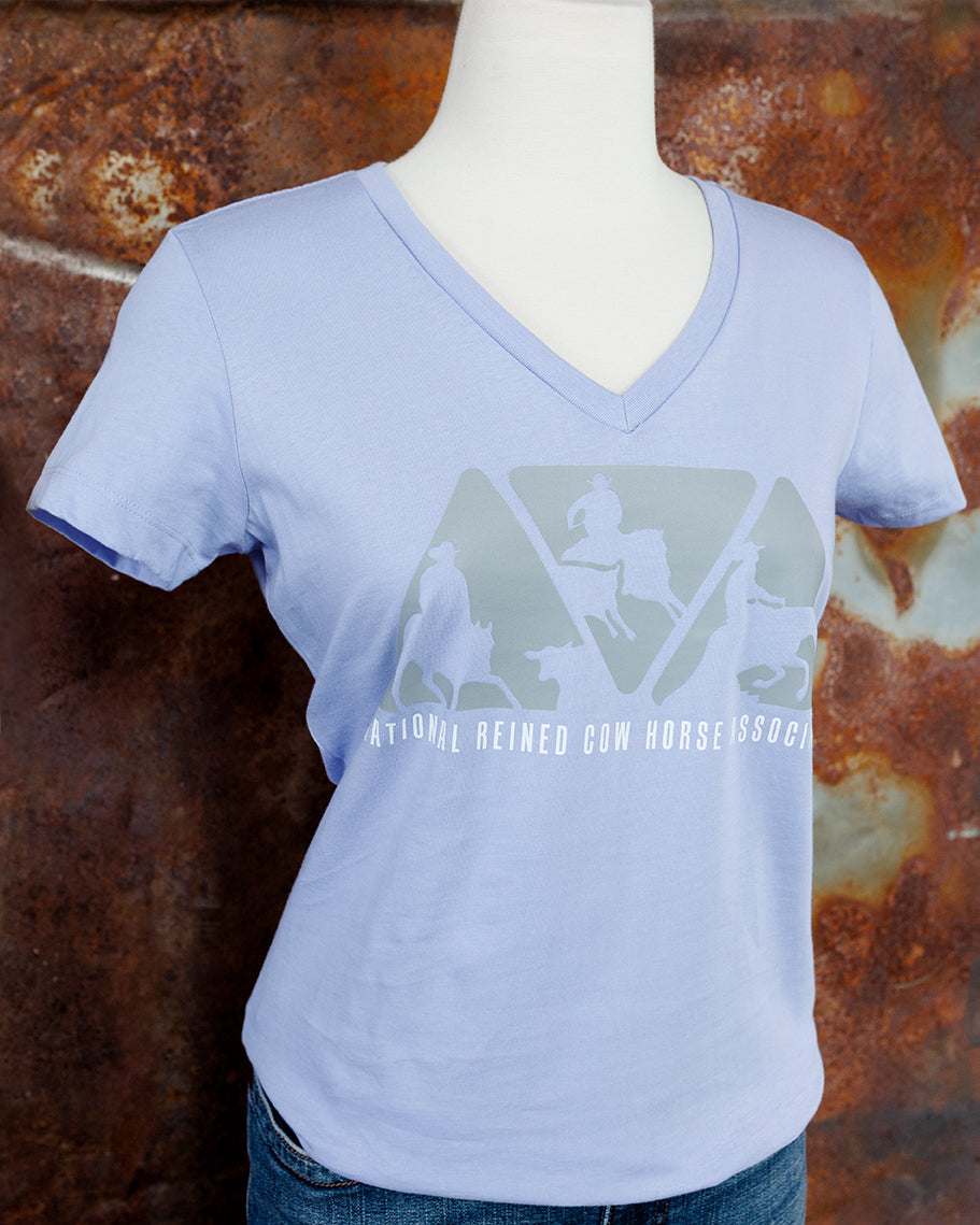 NRCHA Ladies Lilac Triangle Logo Short Sleeve V-Neck T-shirt