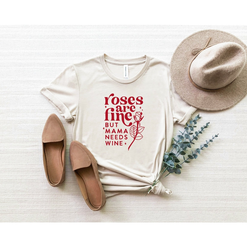 Mama Needs Wine Valentine Short Sleeve Ladies T-shirt