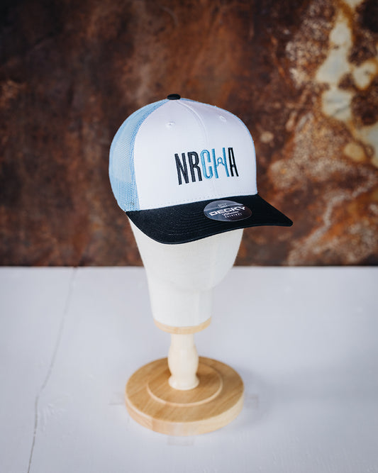 White, Sky Blue & Black Mesh Backed NRCHA Logo Hat