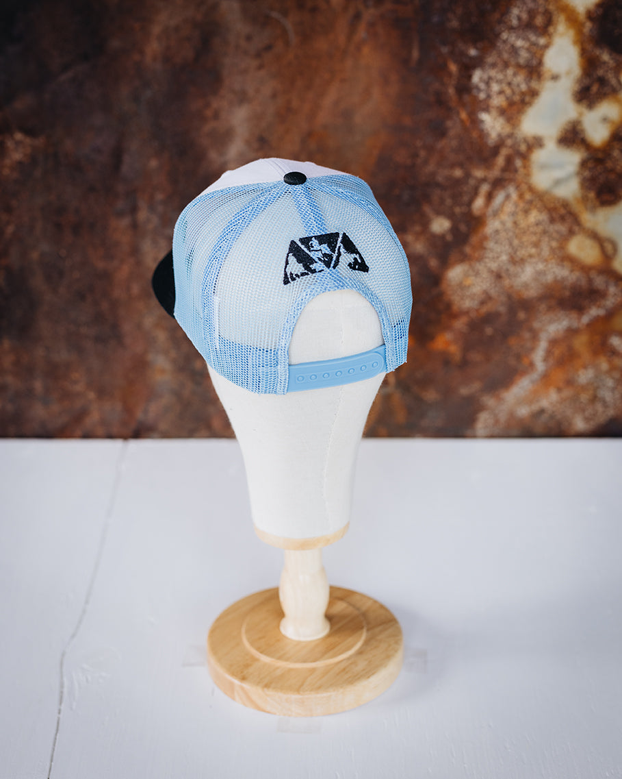 White, Sky Blue & Black Mesh Backed NRCHA Logo Hat