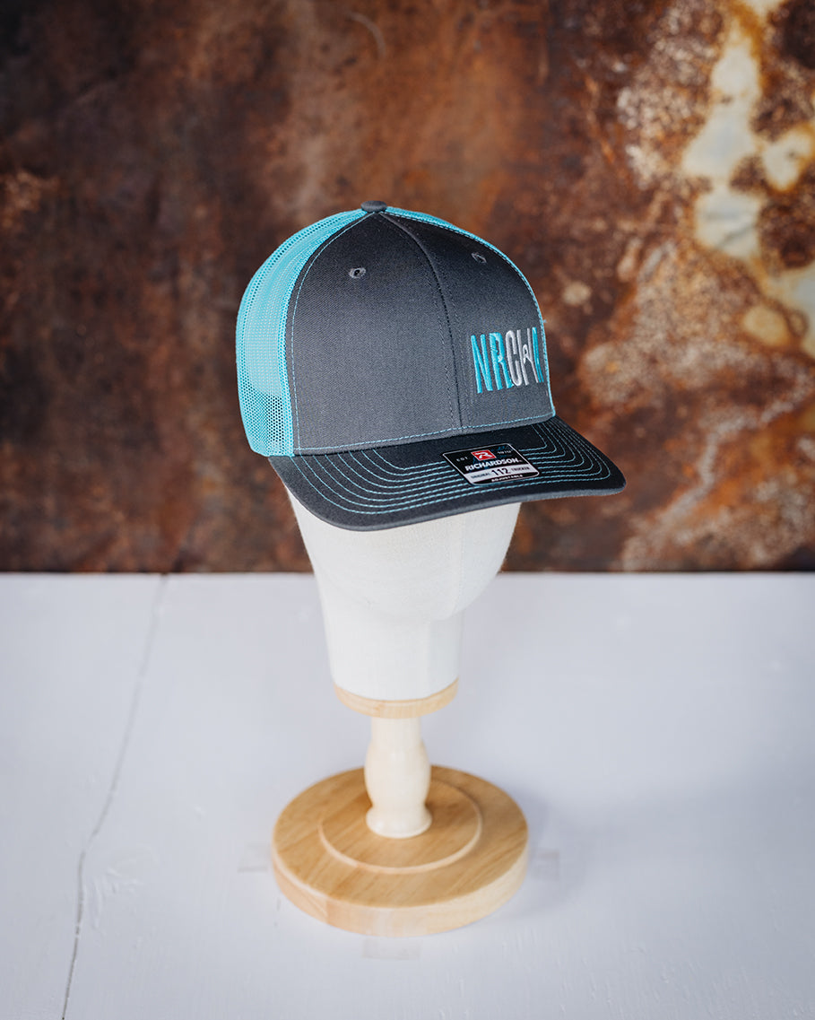 Grey & Bright Turquoise Mesh Backed NRCHA Logo Hat