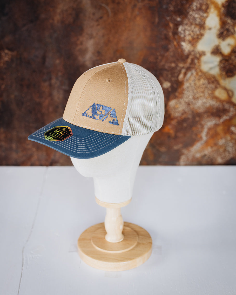 Tan, Blue & Taupe Mesh NRCHA Logo Hat