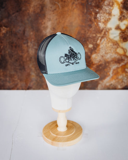 Dark Teal & Black Mesh NRCHA Retro Logo Hat