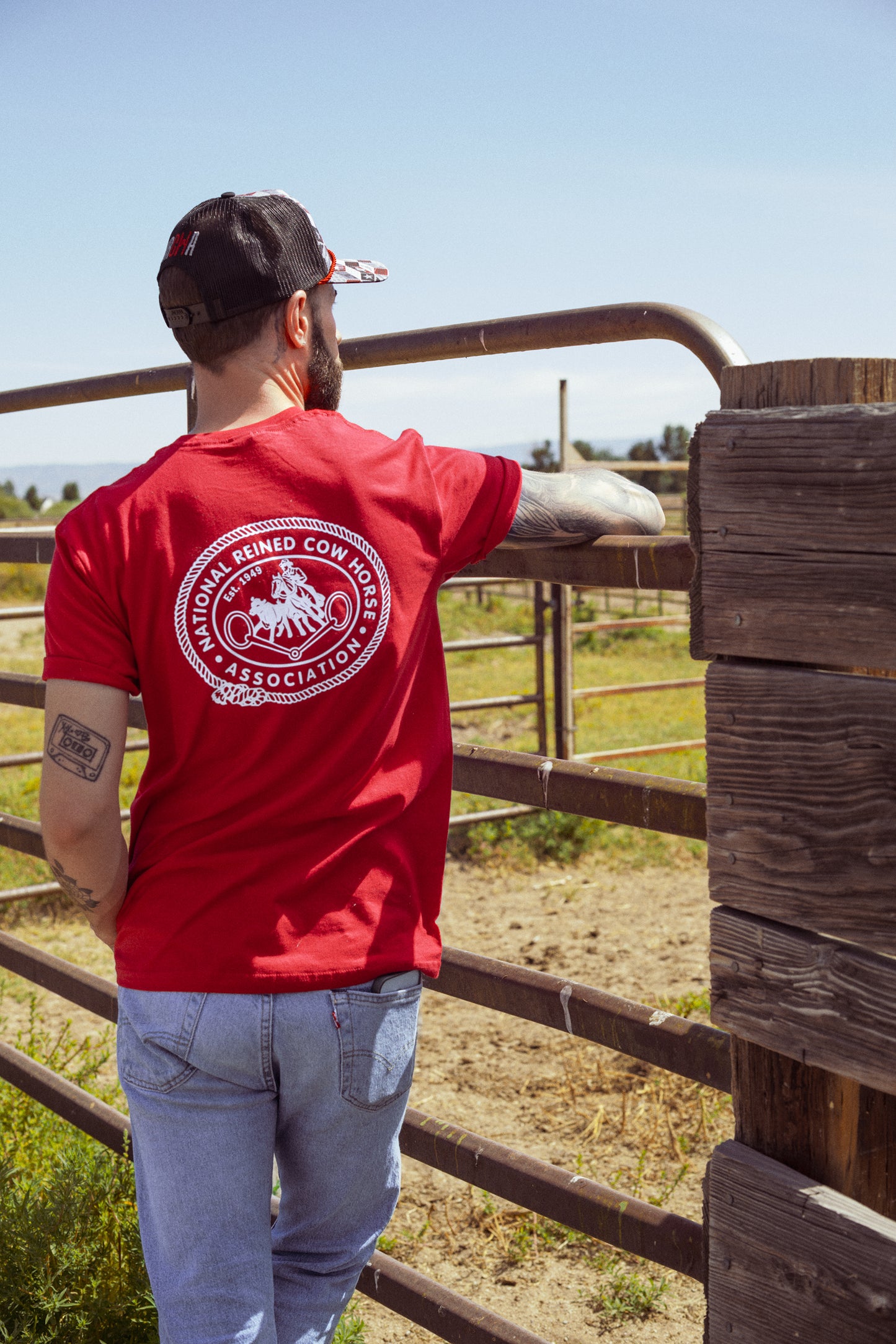 NRCHA Retro Logo Men’s Red Short Sleeve T-shirt