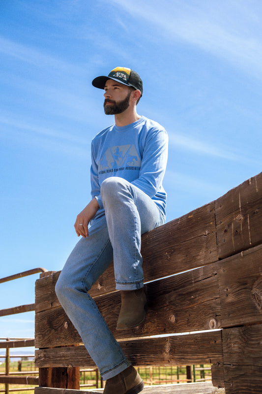 Men's NRCHA Denim Blue Triangle Logo Long Sleeve T-shirt