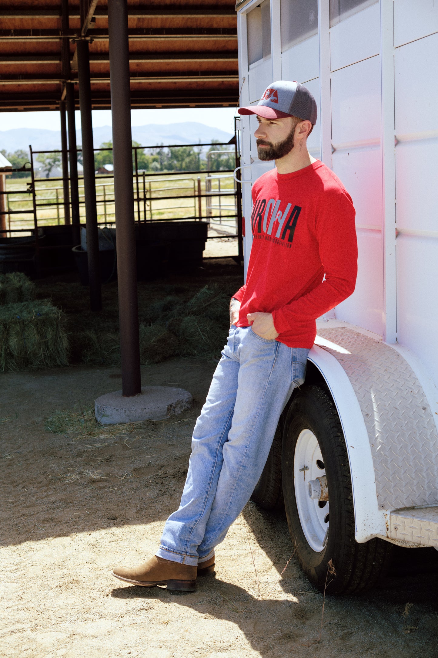 Men's NRCHA Logo Red Long Sleeve T-shirt