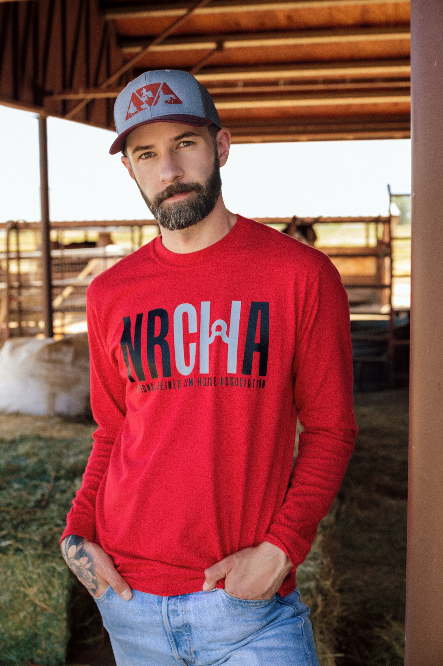 Men's NRCHA Logo Red Long Sleeve T-shirt