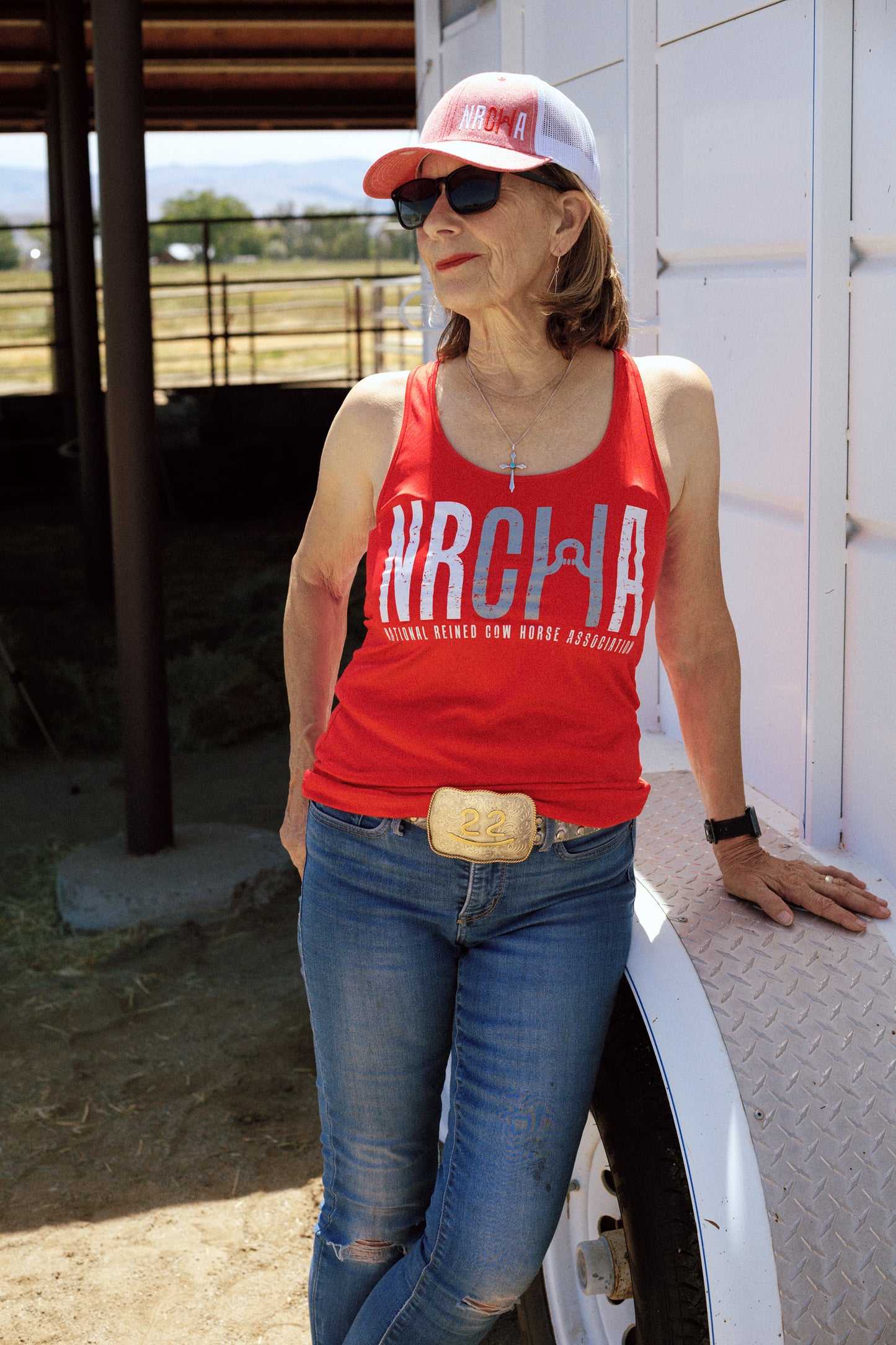 Women's NRCHA Logo Red Racerback Tank