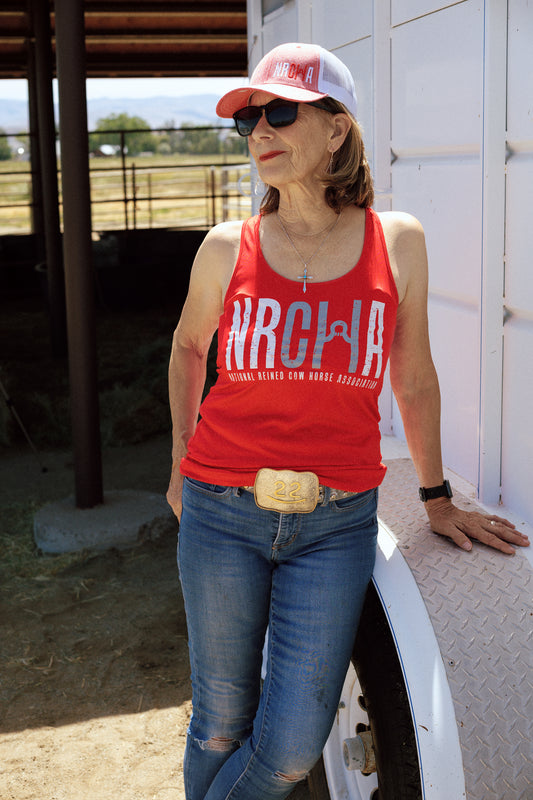 Women's NRCHA Logo Red Racerback Tank
