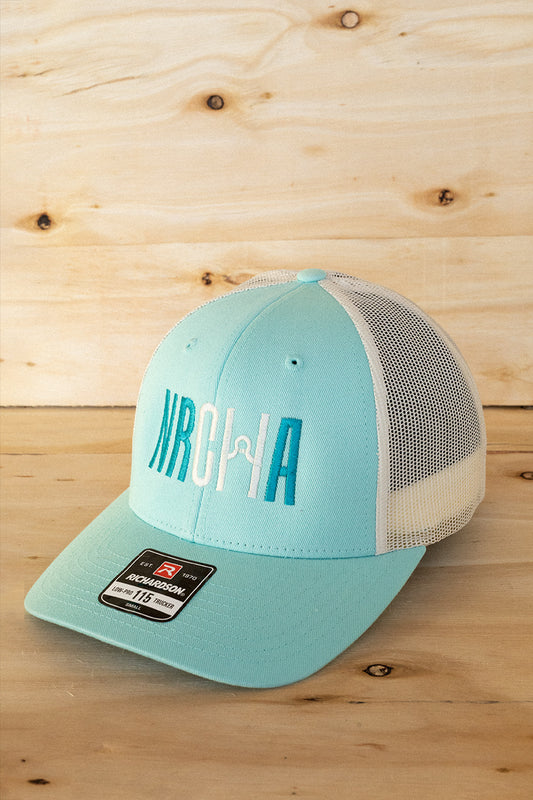 Light Turquoise and Cream Mesh NRCHA Logo Hat