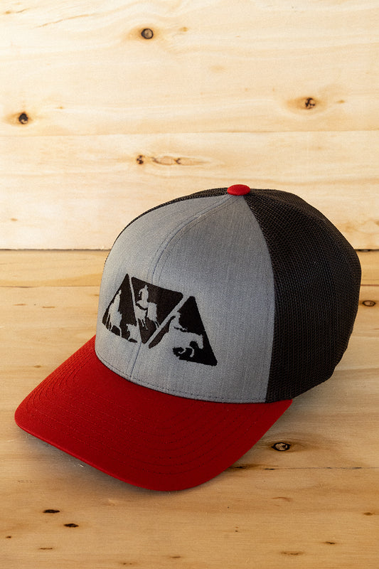 Pacific Grey, Red and Black Mesh NRCHA Logo Hat