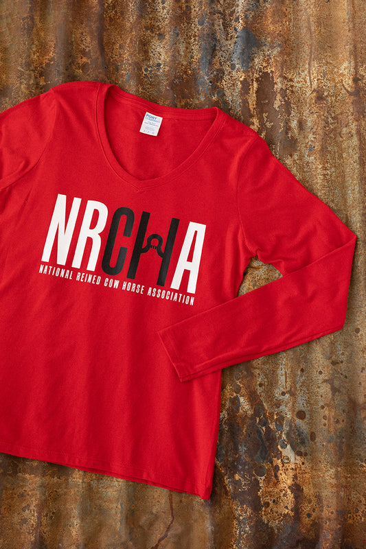 Women's NRCHA Red Long Sleeve V-Neck T-shirt