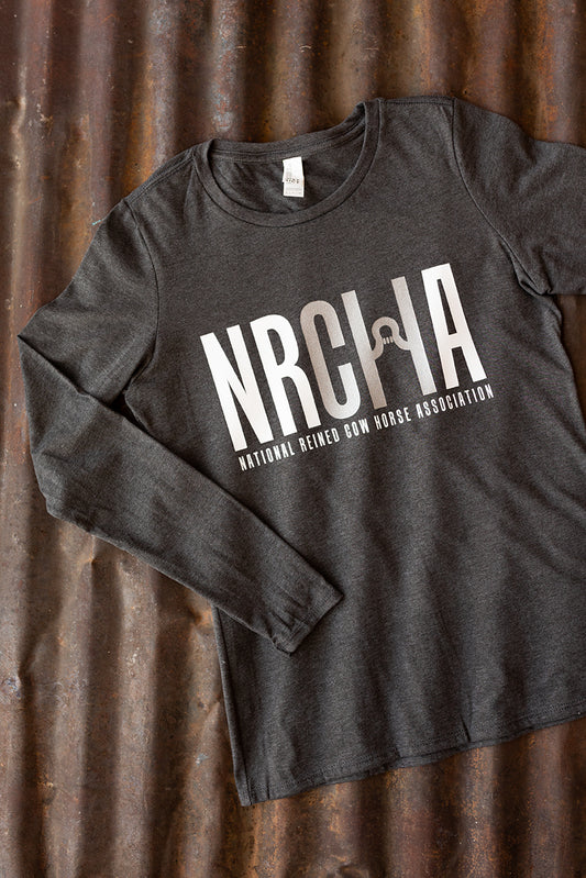 Women's NRCHA Heather Charcoal Long Sleeve V-Neck T-shirt