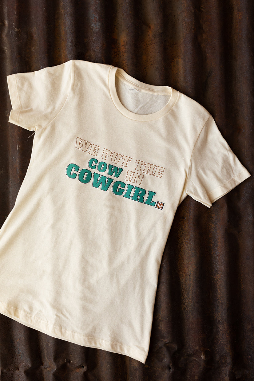 Women's NRCHA "Cow in Cowgirl" Natural Graphic Tee