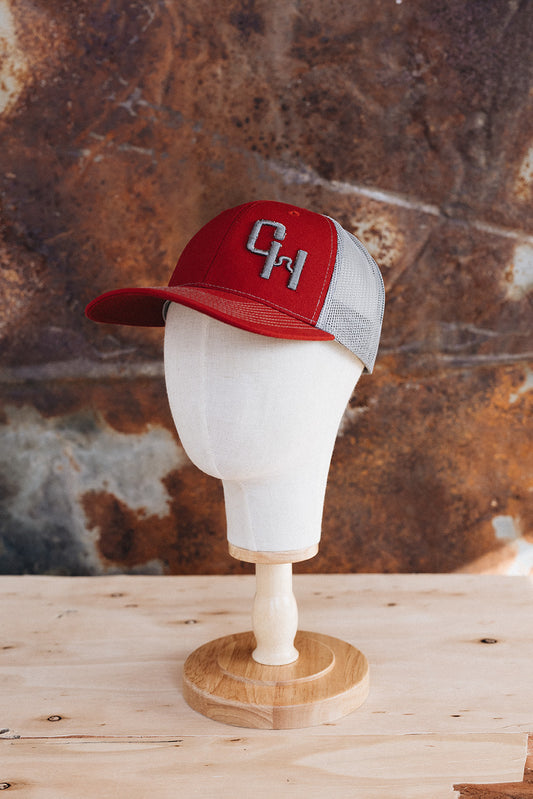 NRCHA "CH" Logo Cardinal Red & Grey Hat