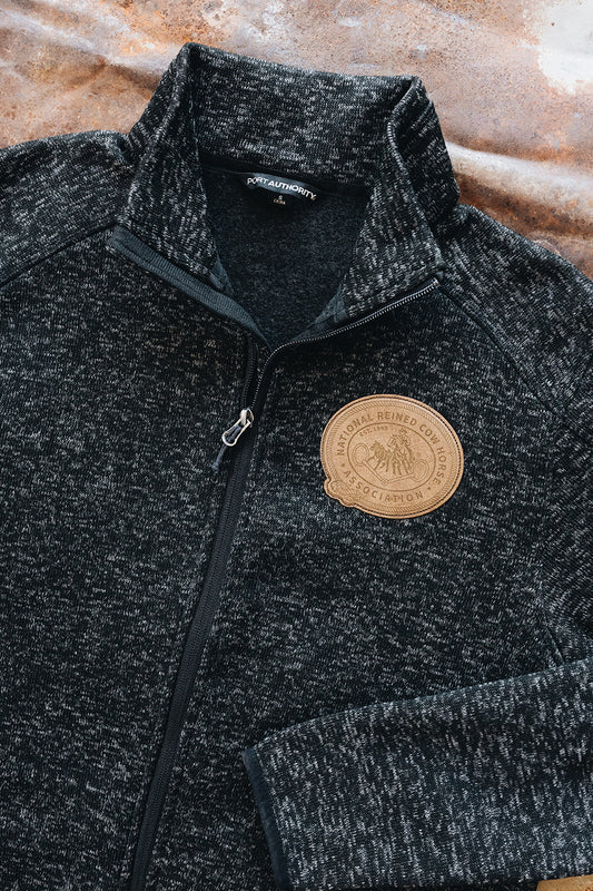 Men's NRCHA Vintage Patch Logo Marbled Fleece Zip Sweater