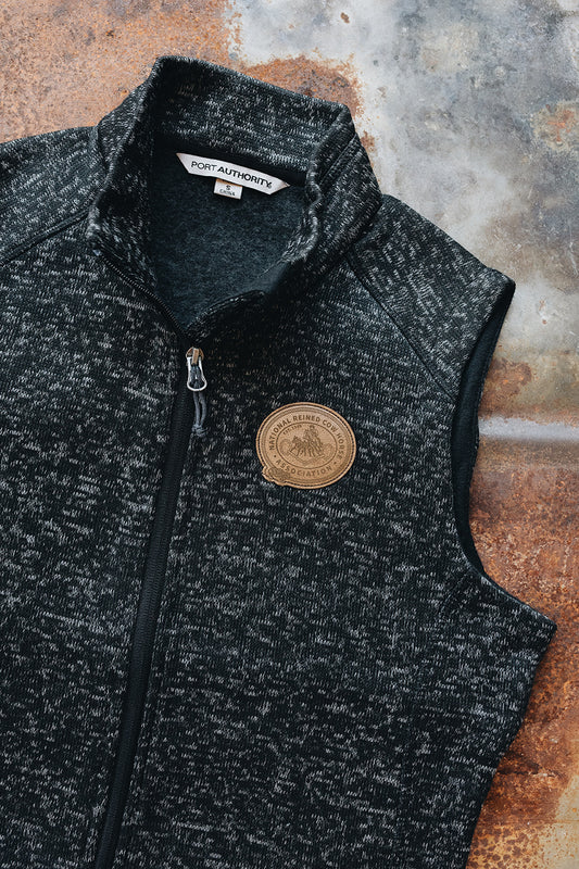 Women's NRCHA Vintage Patch Logo Black Heather Sweater Fleece Vest
