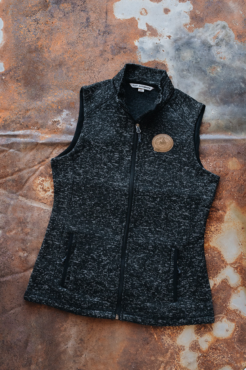 Women's NRCHA Vintage Patch Logo Black Heather Sweater Fleece Vest