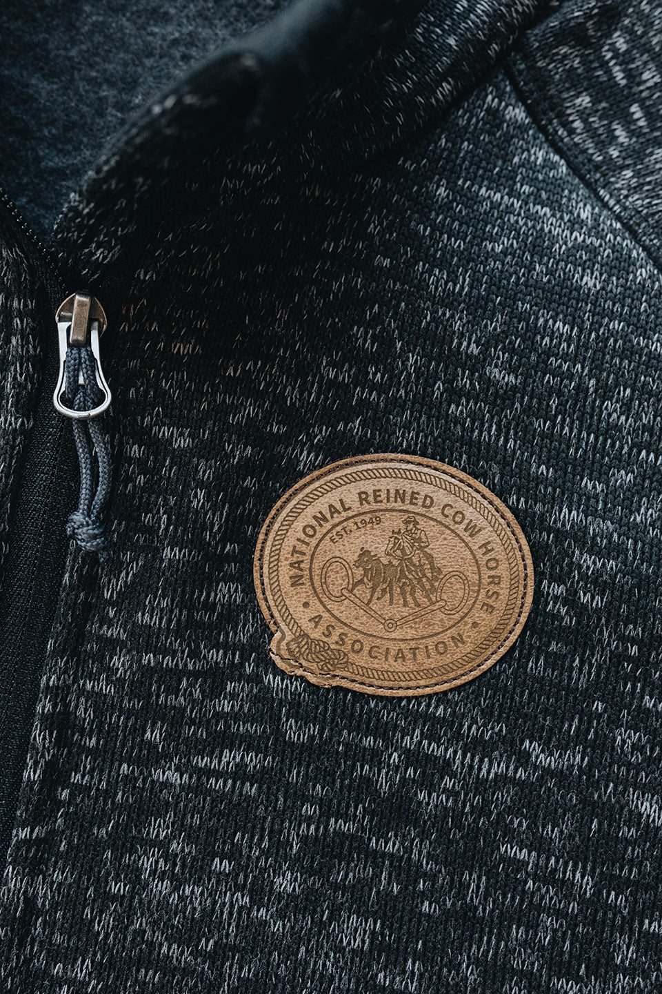 Women's NRCHA Vintage Patch Logo Black Heather Sweater Fleece Vest