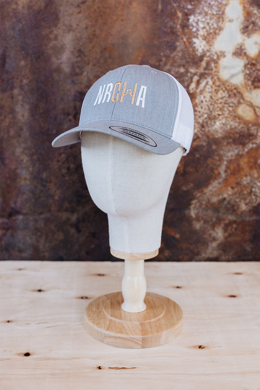 NRCHA Logo Sport Light Grey and White Mesh Hat