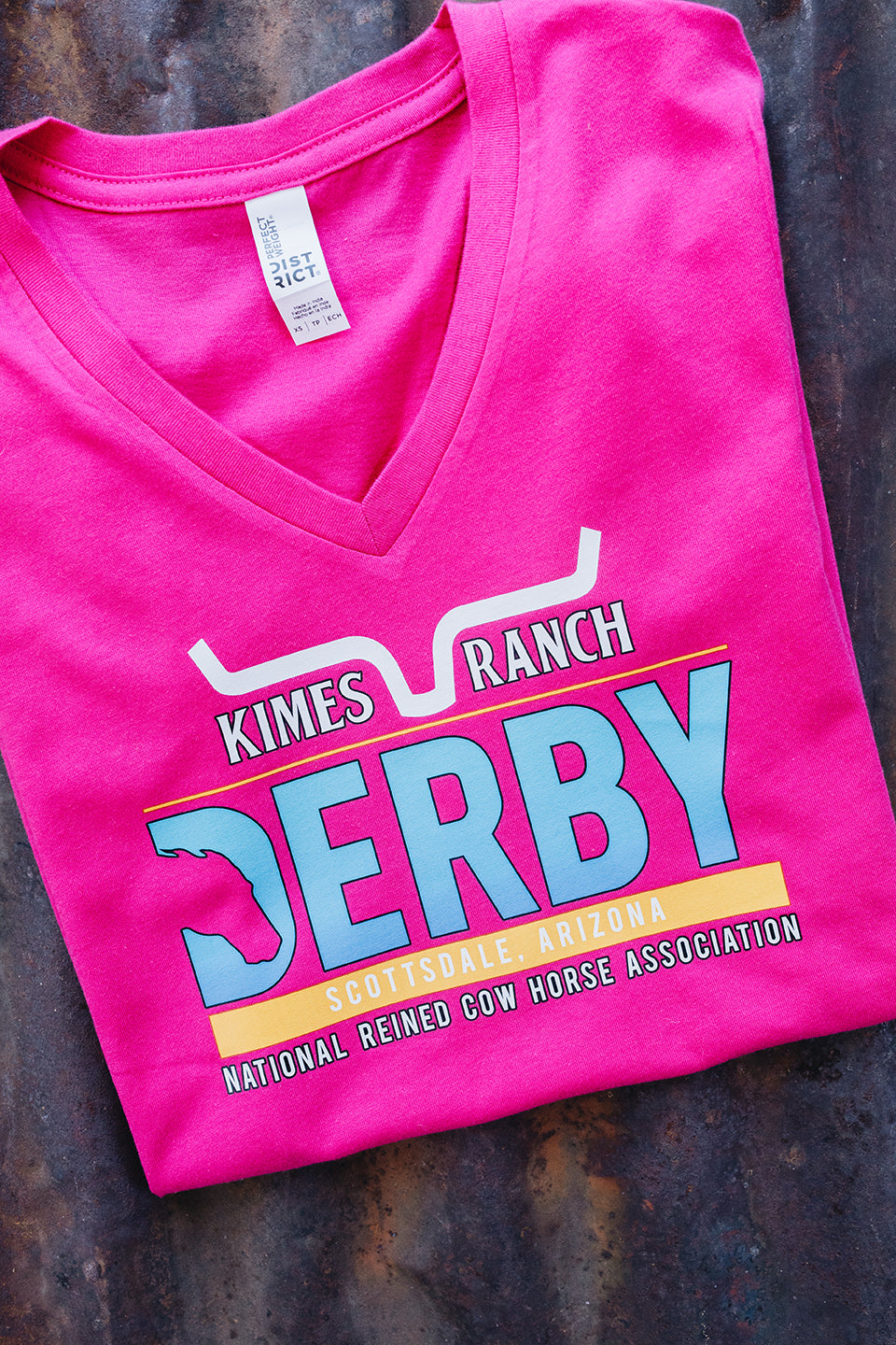 Derby 2025 Women's Fuchsia Short Sleeve V-Neck Tee