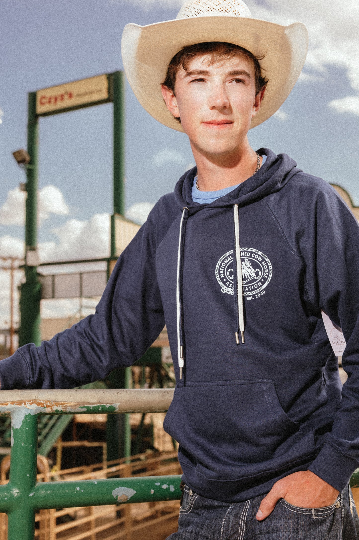 NRCHA Retro Logo Unisex Navy Blue Hoodie