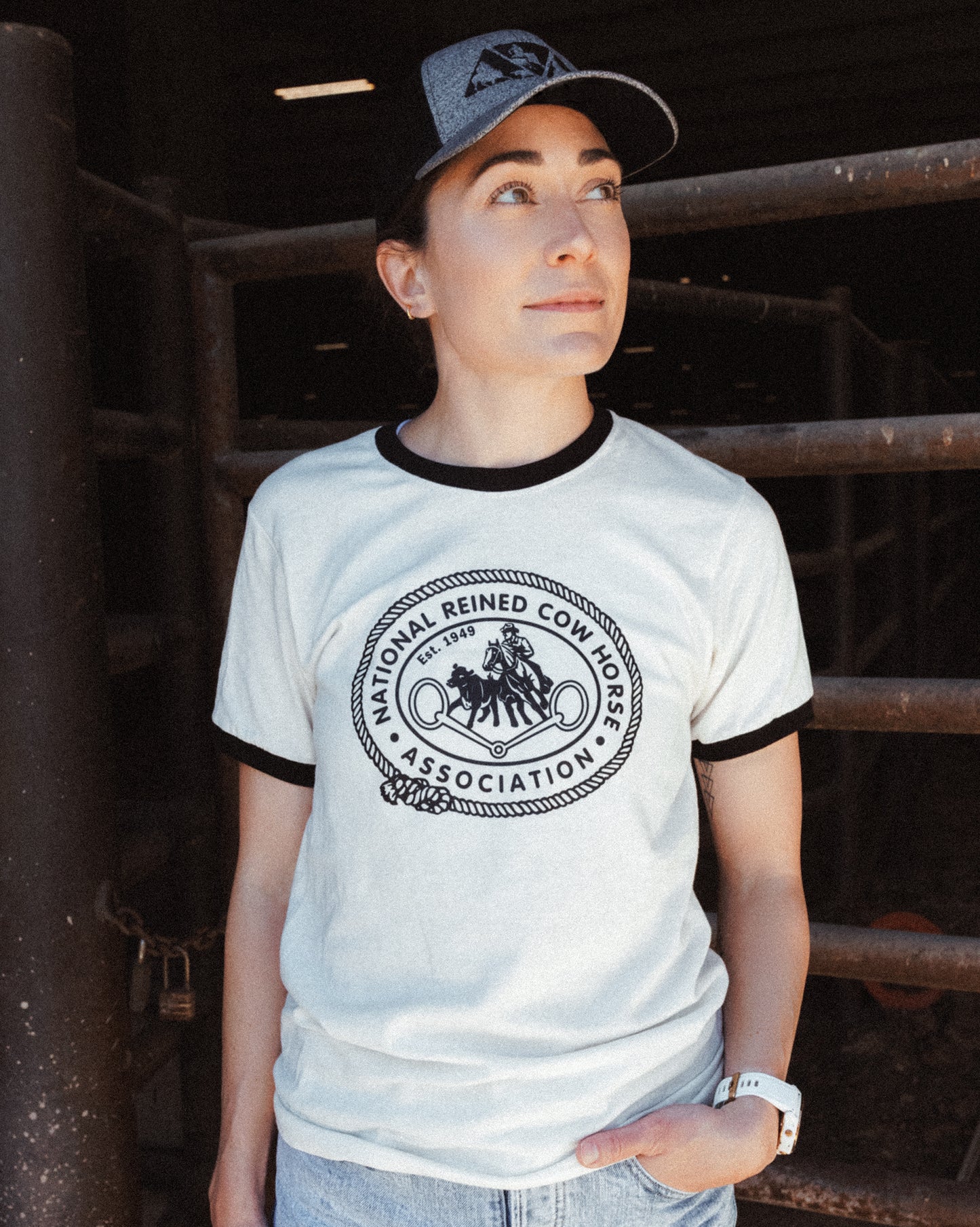 Unisex NRCHA Retro Logo Ringer Tee (3 Colors)