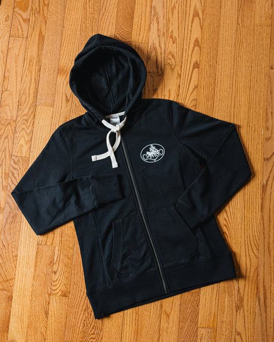 Women's NRCHA Retro Logo Zip Black Hoodie