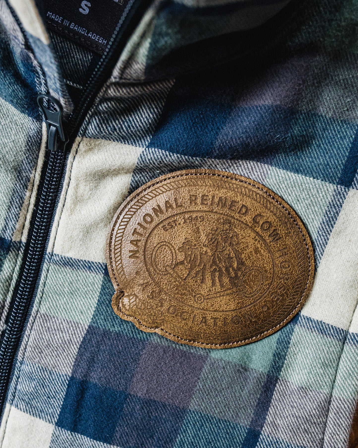 NRCHA Women's Insulated Plaid Flannel Vest with Retro Patch Logo (2 Colors)