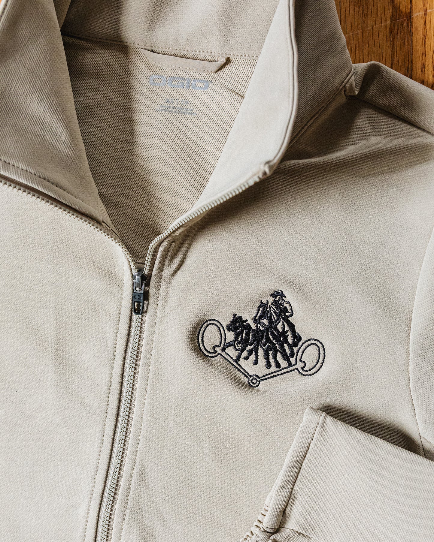 Women's NRCHA Retro Logo Sahara Taupe OGIO Kinetic Soft Shell Jacket