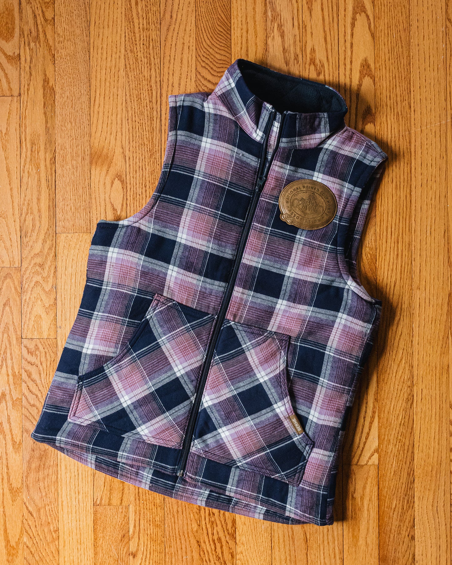 NRCHA Women's Insulated Plaid Flannel Vest with Retro Patch Logo (2 Colors)