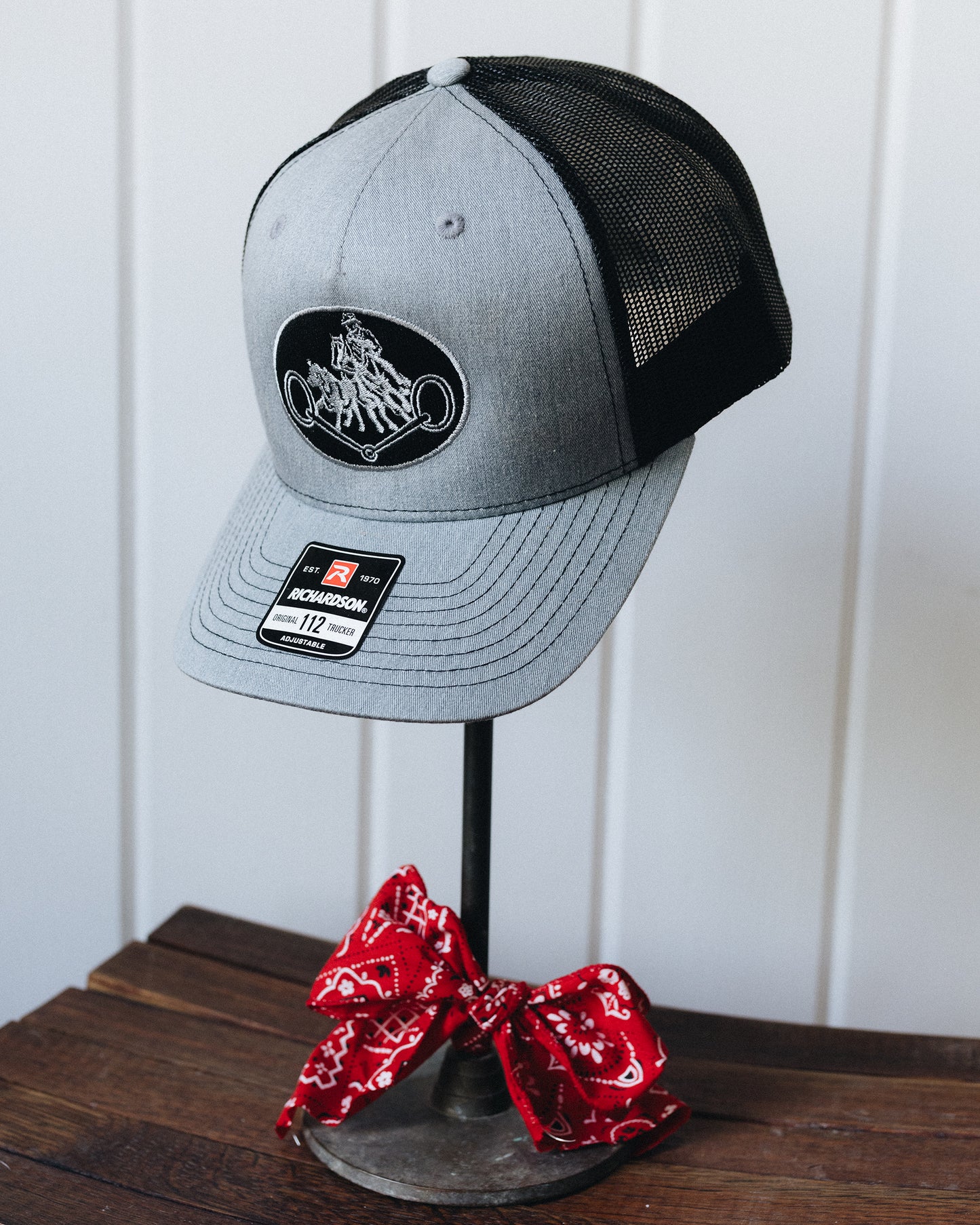 Grey And Black Retro NRCHA Logo Mesh Hat